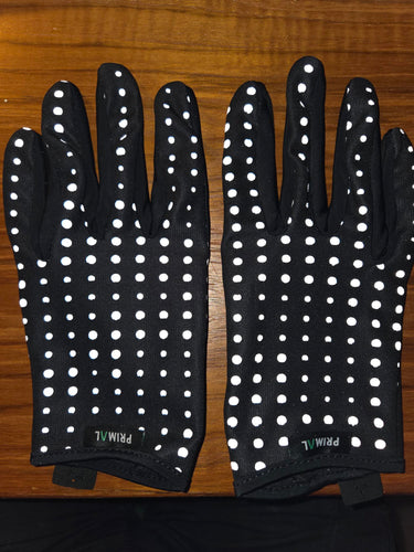 Primal Black w/ white reflective polka dots Full Finger Cycling Gloves